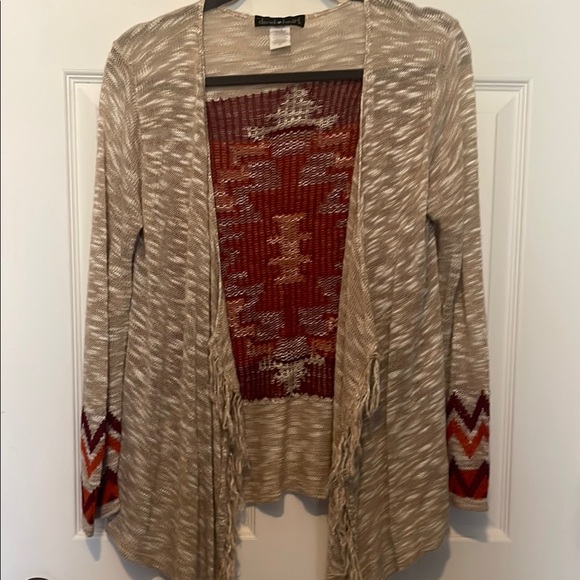 Aztec Patterned Beige Cardigan - Picture 2 of 3